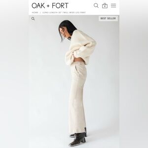 Oak + Fort LONG LENGTH 30" TWILL WIDE LEG PANT